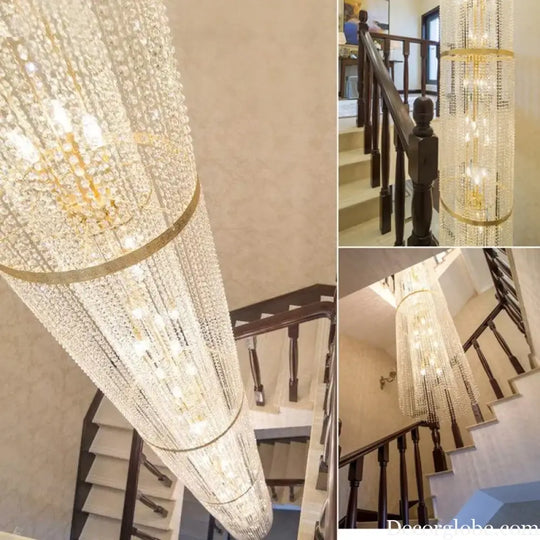 Spiral Staircase Crystal Chandelier for Villa and Hotel Lobby Chandelier