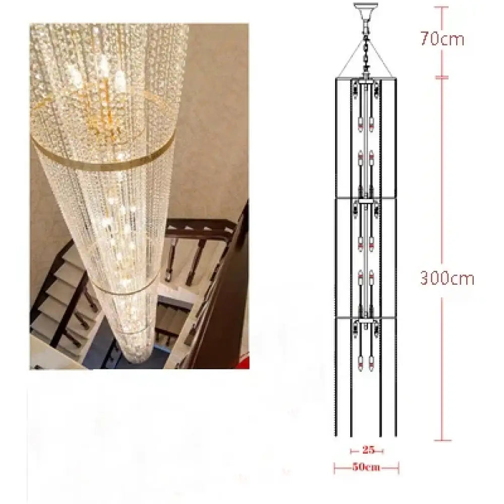 Spiral Staircase Crystal Chandelier for Villa and Hotel Lobby H300cm / Changeable Chandelier