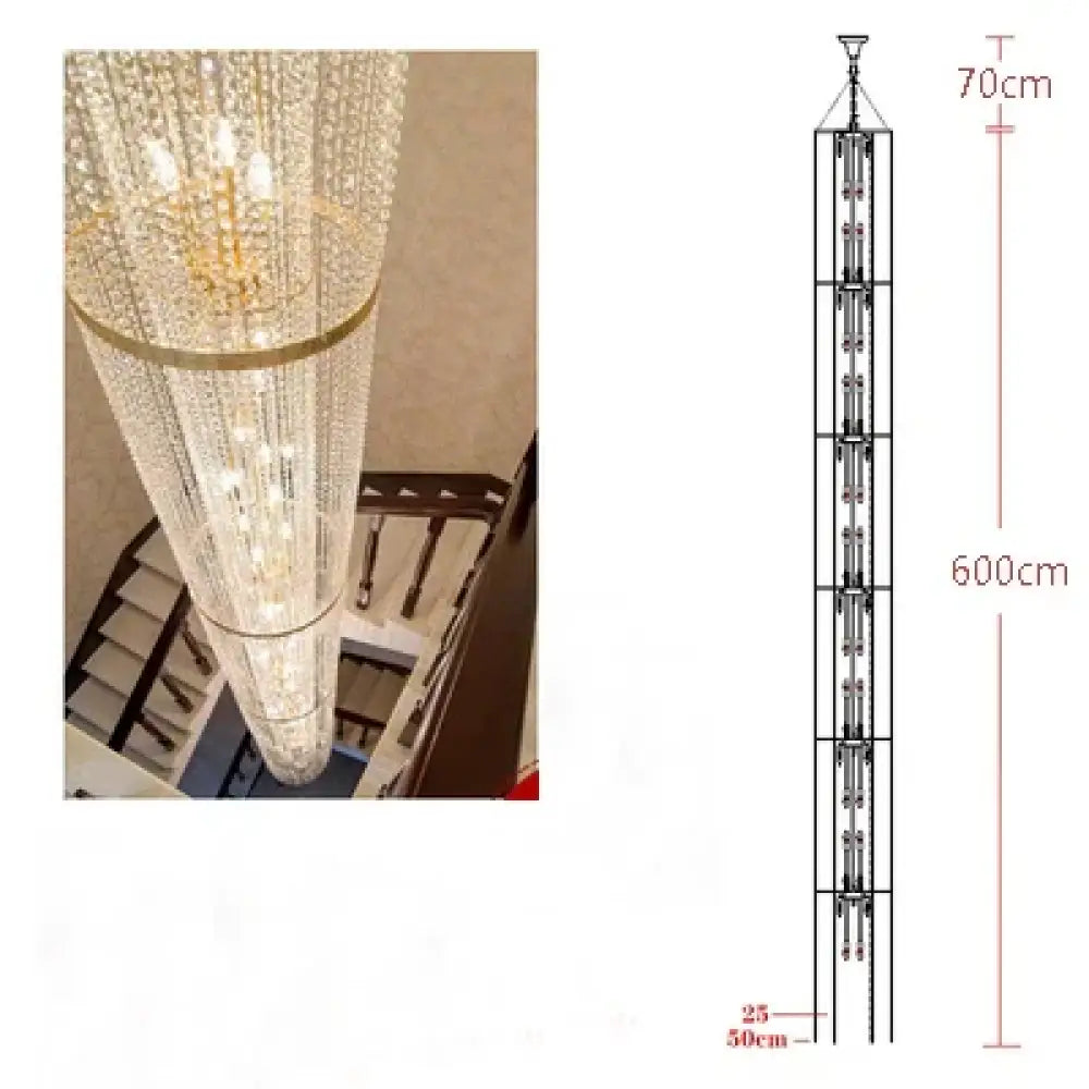 Spiral Staircase Crystal Chandelier for Villa and Hotel Lobby H600cm / Changeable Chandelier