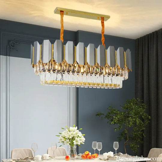 Stainless Steel Light Luxury Crystal Chandelier - A Postmodern Marvel for Living Rooms, Simple Dining Rooms, and Nordic Bedrooms - DecorGlobe