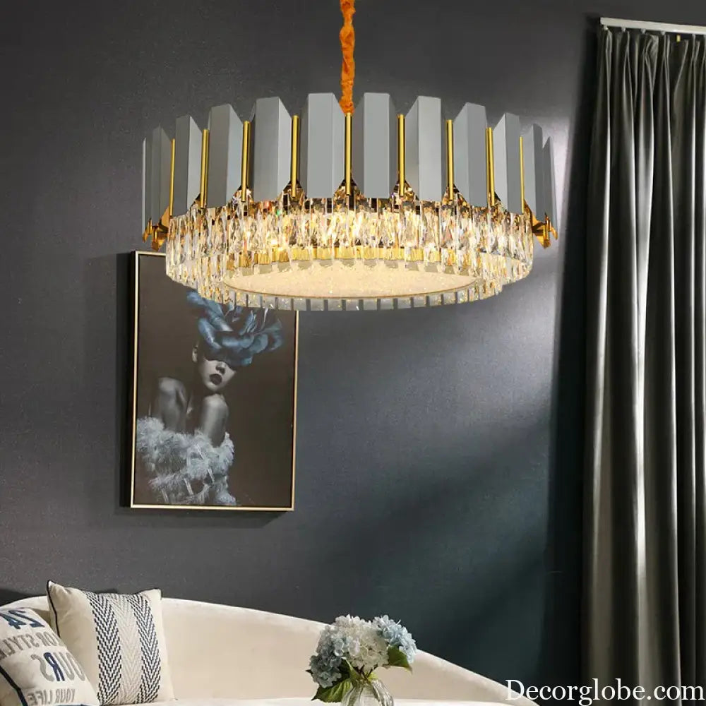 Stainless Steel Light Luxury Crystal Chandelier - A Postmodern Marvel for Living Rooms, Simple Dining Rooms, and Nordic Bedrooms - DecorGlobe