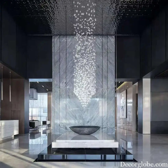 Luxury Stone Crystal Stair Chandelier - LED Lighting Fixture for Large Living Rooms, Home Decor, Hallways, and Lobby Elegance - DecorGlobe