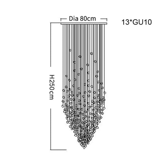 Luxury Stone Crystal Stair Chandelier - LED Lighting Fixture for Large Living Rooms, Home Decor, Hallways, and Lobby Elegance - DecorGlobe