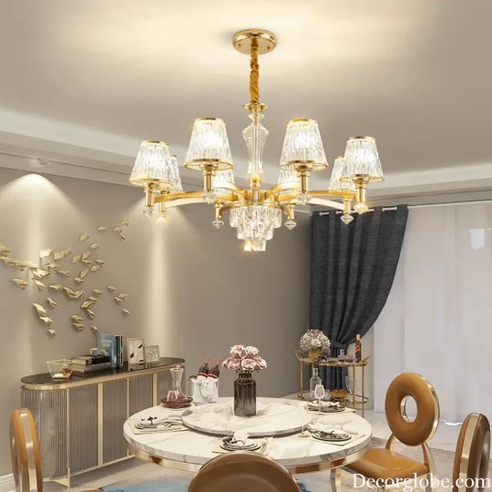 Elegant European Style Crystal Chandelier - A Modern Light Luxury Fixture for Living Rooms, Bedrooms, and Dining Areas - DecorGlobe