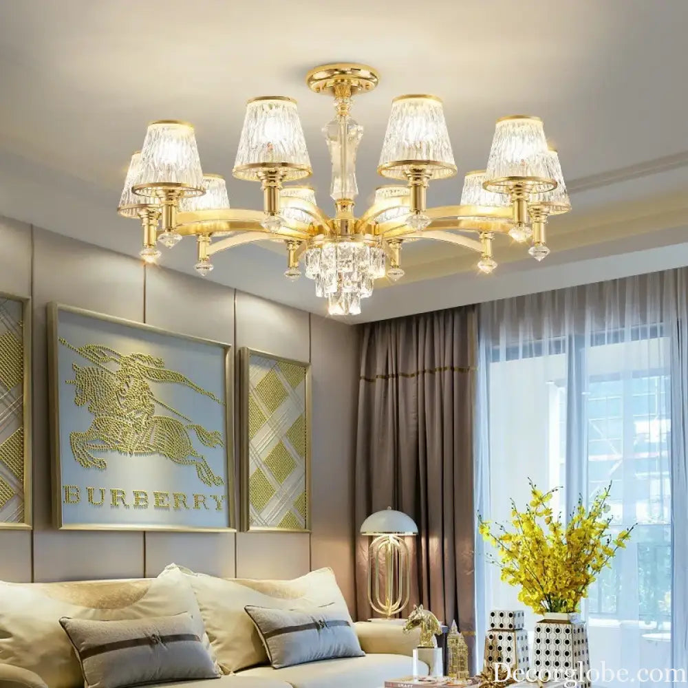 Elegant European Style Crystal Chandelier - A Modern Light Luxury Fixture for Living Rooms, Bedrooms, and Dining Areas - DecorGlobe