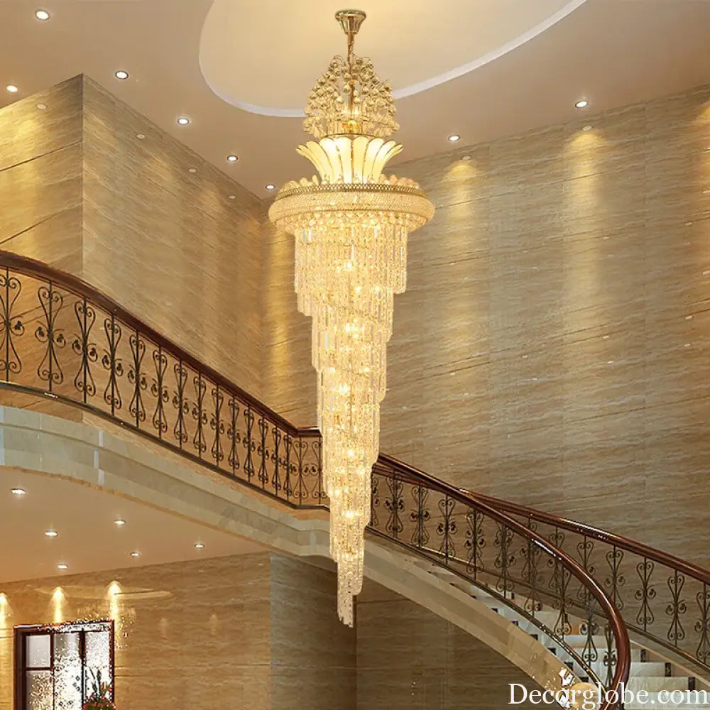 Elegant European-Style Crystal Chandelier - Ideal for Duplex Buildings, Hotel Villas, and Grand Staircases - DecorGlobe