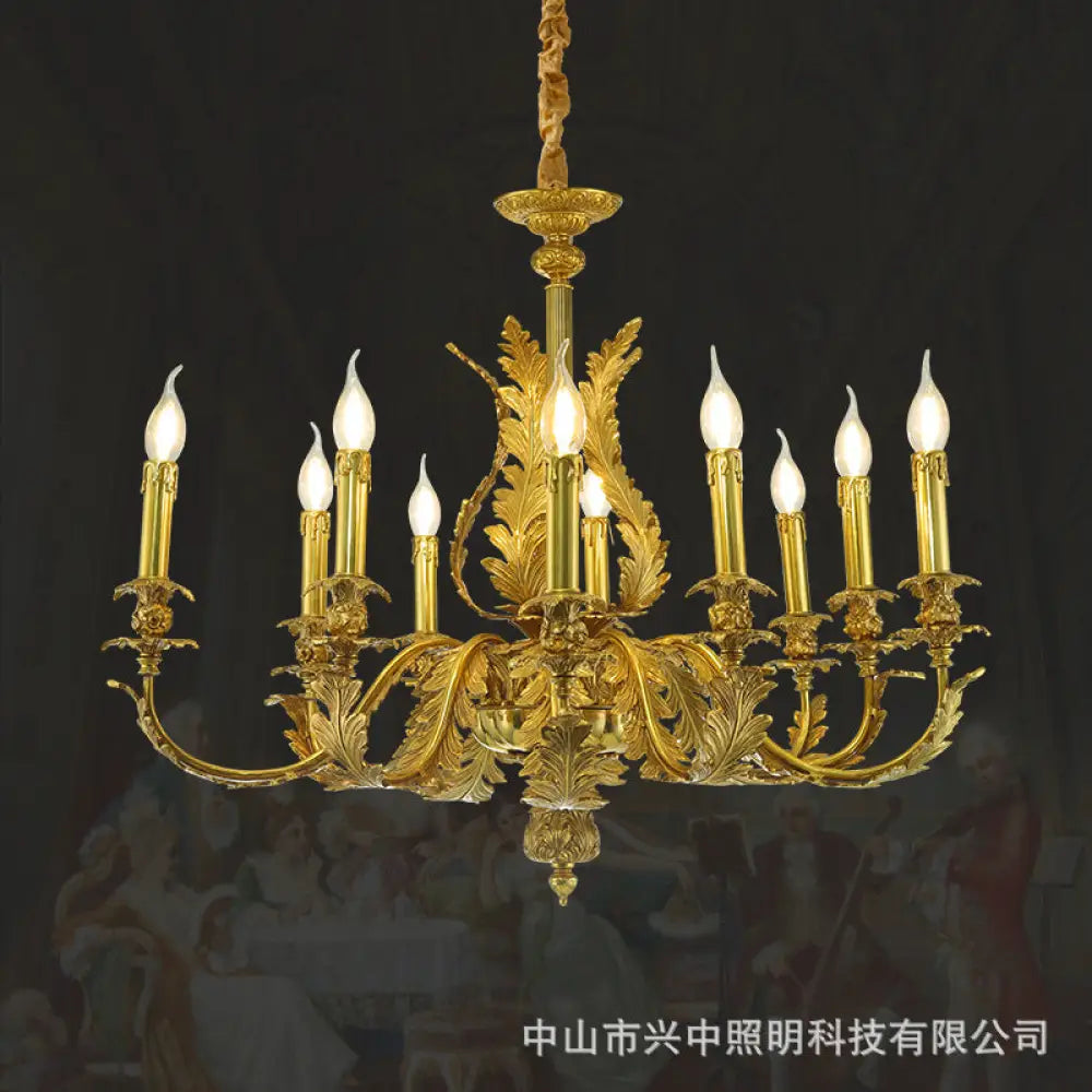 European-Style Crystal Copper Chandelier for Luxury Villas 12-head chandelier (diameter 90cm, height 75cm)