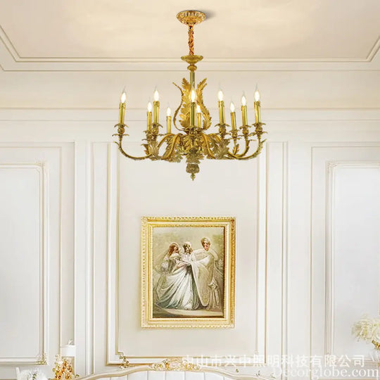 European-Style Crystal Copper Chandelier for Luxury Villas 12-head chandelier (diameter 90cm, height 75cm)