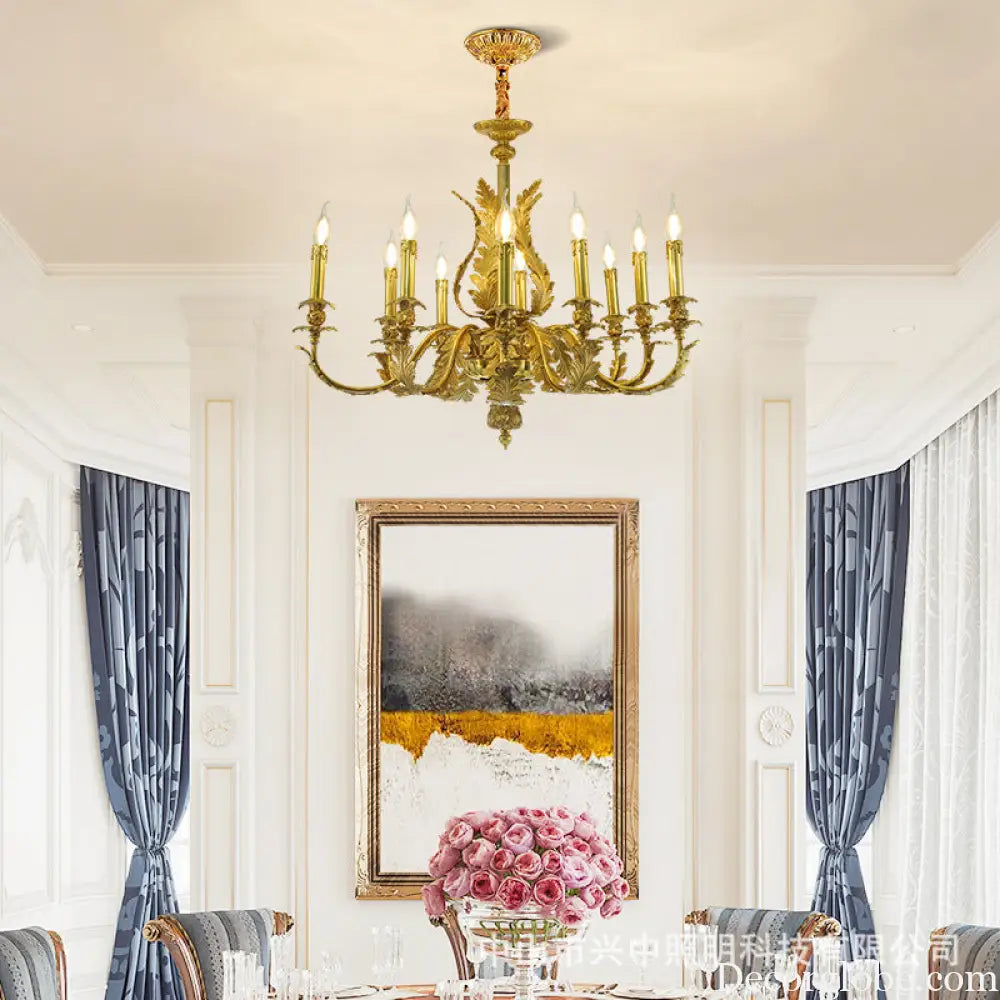 European-Style Crystal Copper Chandelier for Luxury Villas 12-head chandelier (diameter 90cm, height 75cm)