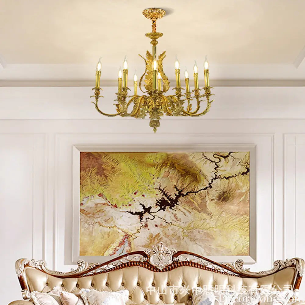 European-Style Crystal Copper Chandelier for Luxury Villas 12-head chandelier (diameter 90cm, height 75cm)