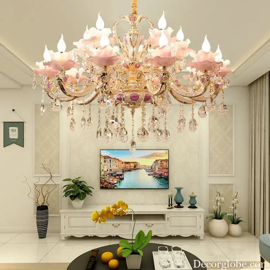 European Style Crystal Chandelier - Elegant Zinc Alloy Pendant Lighting for Modern Decor - DecorGlobe