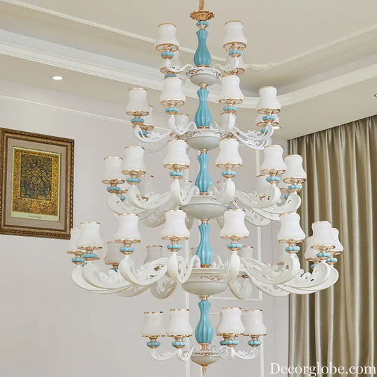 Elegant European-Style Duplex Building Chandelier - Ideal for Villa Living Rooms, Grand Halls, and Stairwells - DecorGlobe