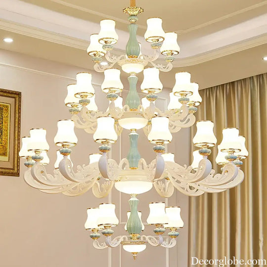 Elegant European-Style Duplex Building Chandelier - Ideal for Villa Living Rooms, Grand Halls, and Stairwells - DecorGlobe