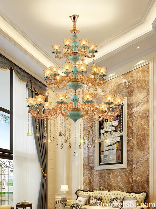 European-Style Duplex Building Chandelier - Elegance for Living Rooms, Hotels, and Ceramic Staircases - DecorGlobe