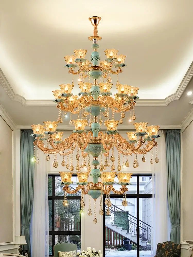 European-Style Duplex Building Chandelier - Elegance for Living Rooms, Hotels, and Ceramic Staircases - DecorGlobe