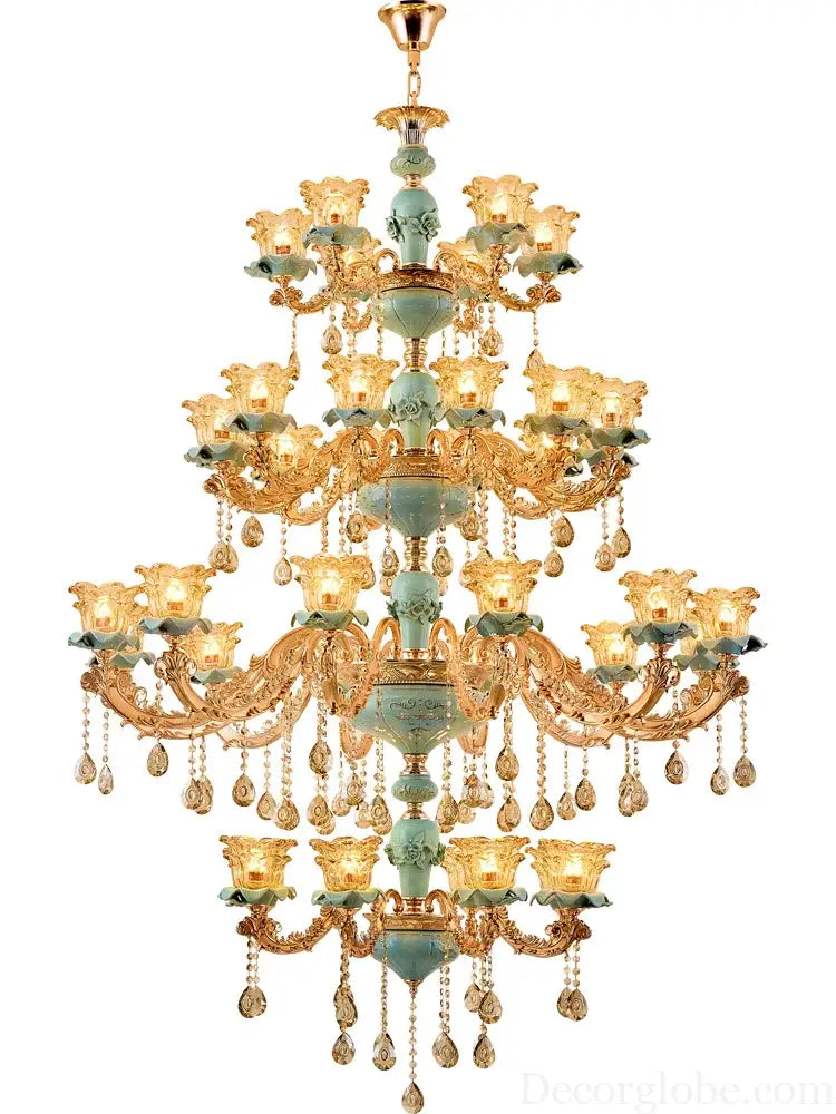European-Style Duplex Building Chandelier - Elegance for Living Rooms, Hotels, and Ceramic Staircases - DecorGlobe