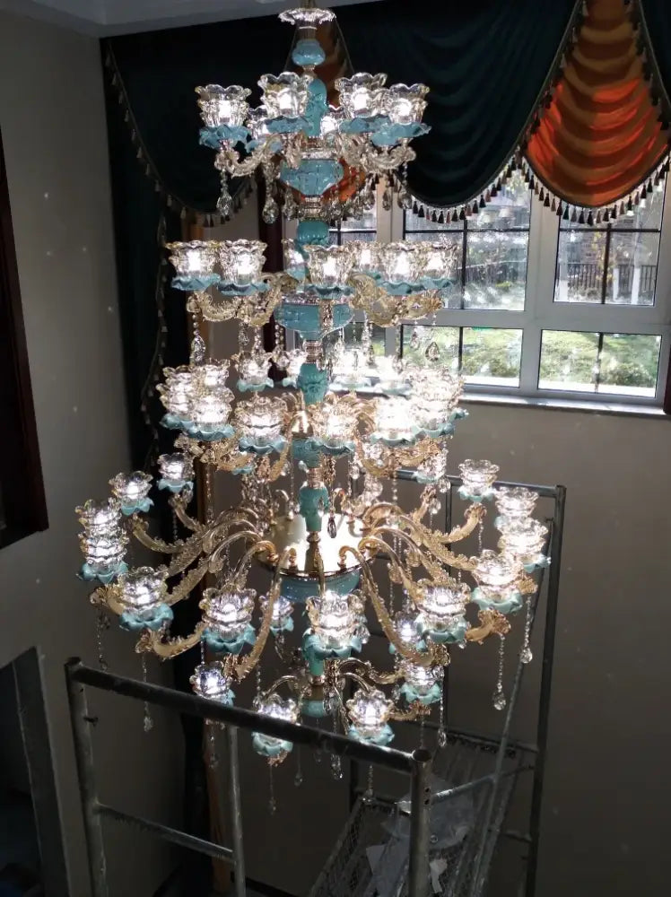 European-Style Duplex Building Chandelier - Elegance for Living Rooms, Hotels, and Ceramic Staircases - DecorGlobe