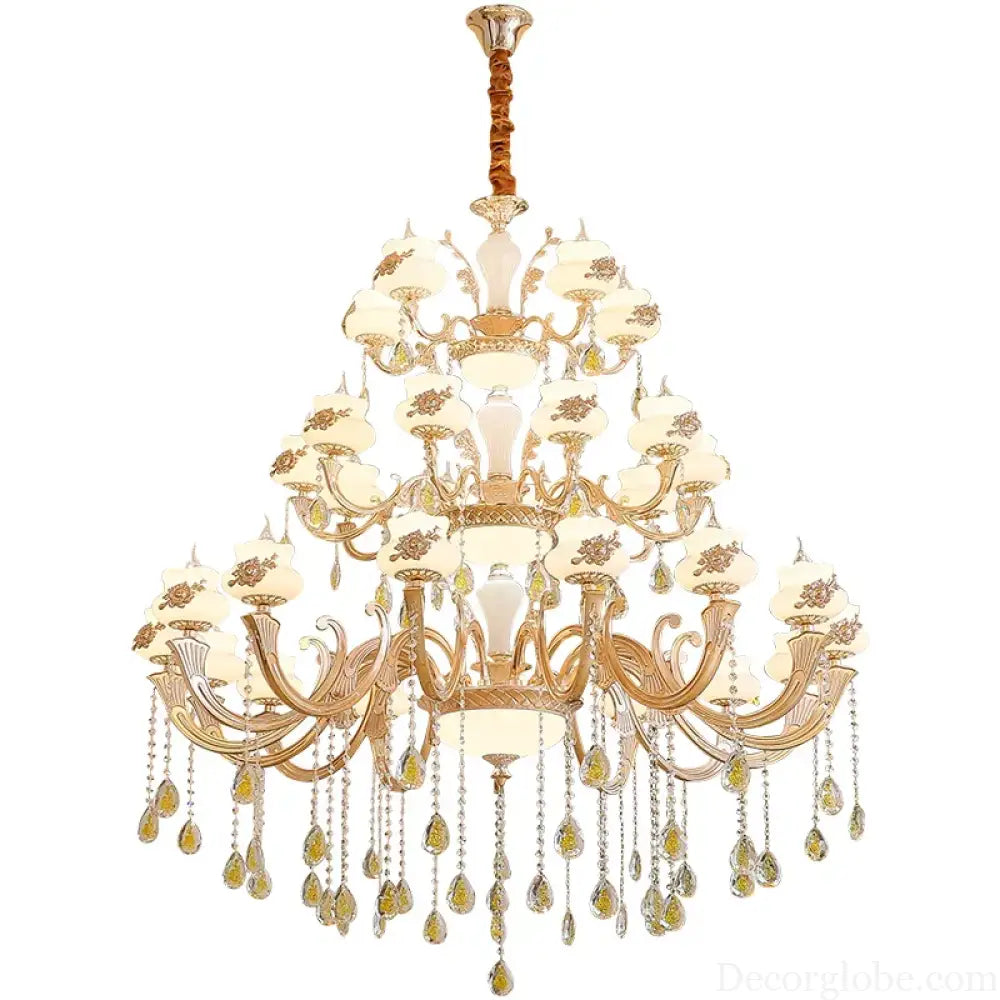 European-Style Duplex Building Large Chandelier - Villa Elegance for Spacious Living and Hotel Grandeur - DecorGlobe
