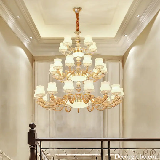 European Style Duplex Building Chandelier - Simple Elegance for Large Living Rooms, Hallways, and Staircases - DecorGlobe