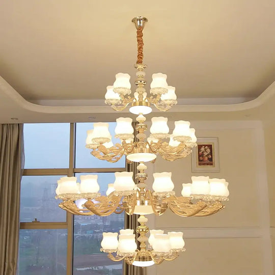 European Style Duplex Building Chandelier - Simple Elegance for Large Living Rooms, Hallways, and Staircases - DecorGlobe