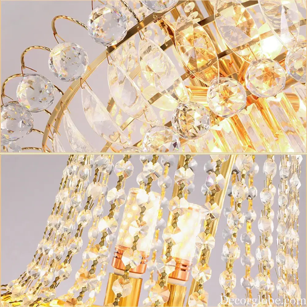 European-Style Duplex High Ceiling Chandelier - Golden Elegance for Grand Halls and Stairwell Luxury - DecorGlobe
