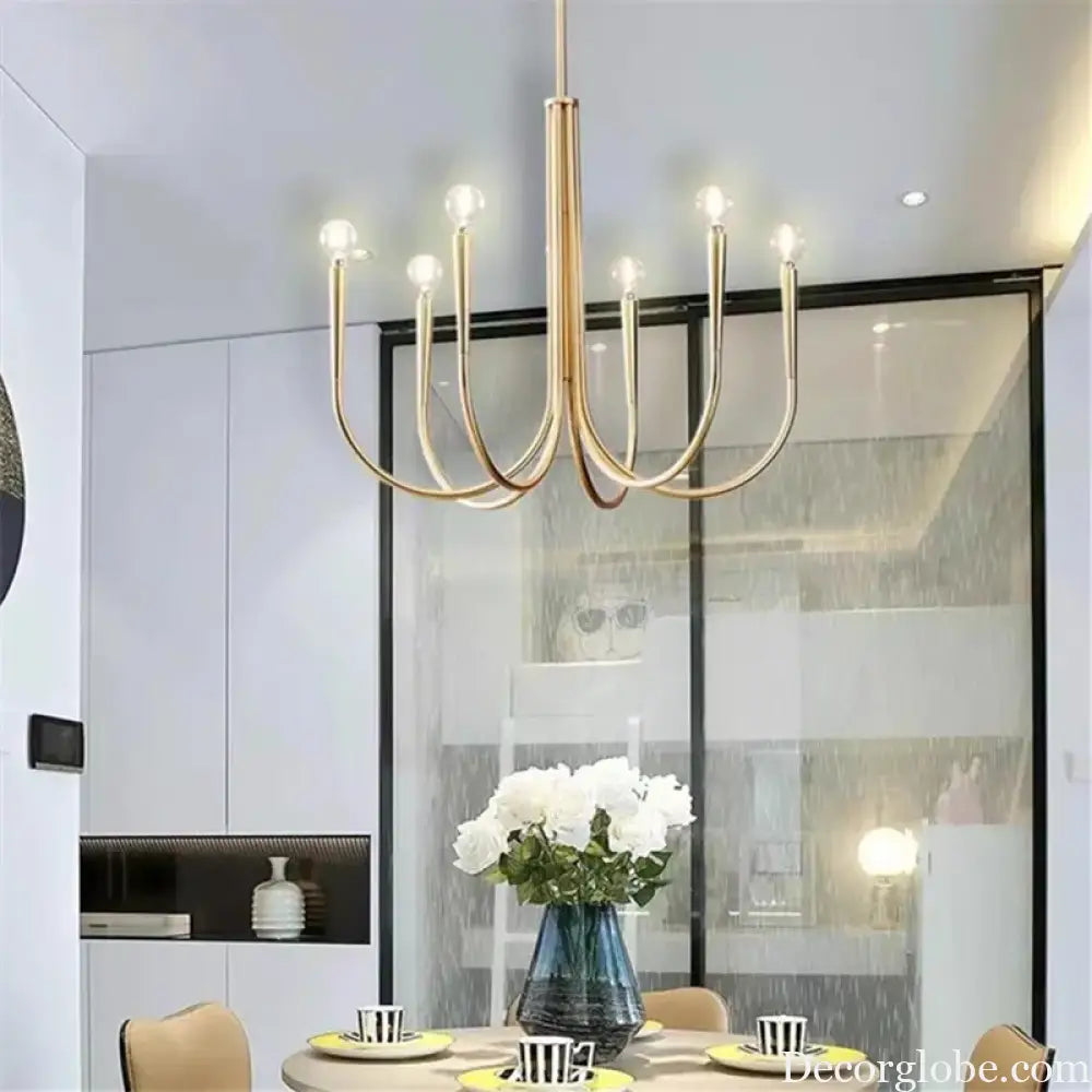 Swoop Arm Chandelier - Retro Elegance for Luxurious Living and Dining Spaces - DecorGlobe