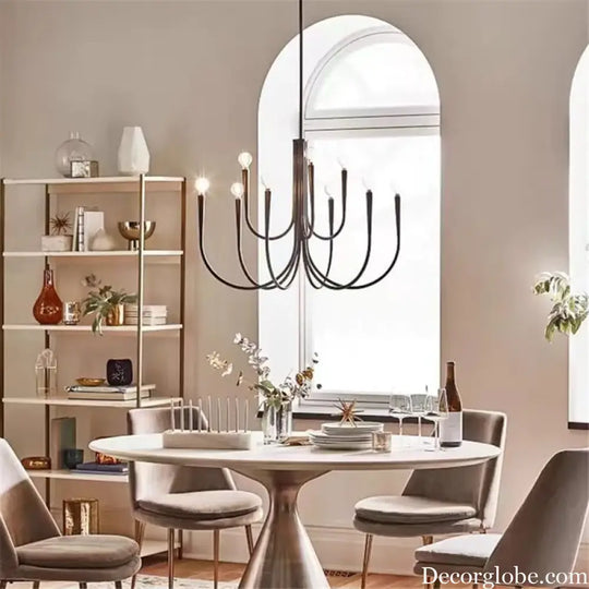 Swoop Arm Chandelier - Retro Elegance for Luxurious Living and Dining Spaces - DecorGlobe