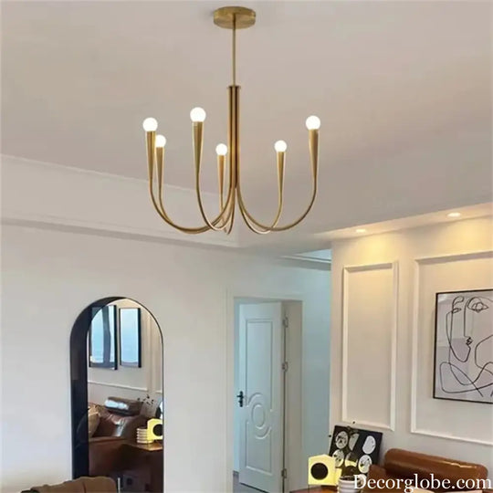 Swoop Arm Chandelier - Retro Elegance for Luxurious Living and Dining Spaces - DecorGlobe
