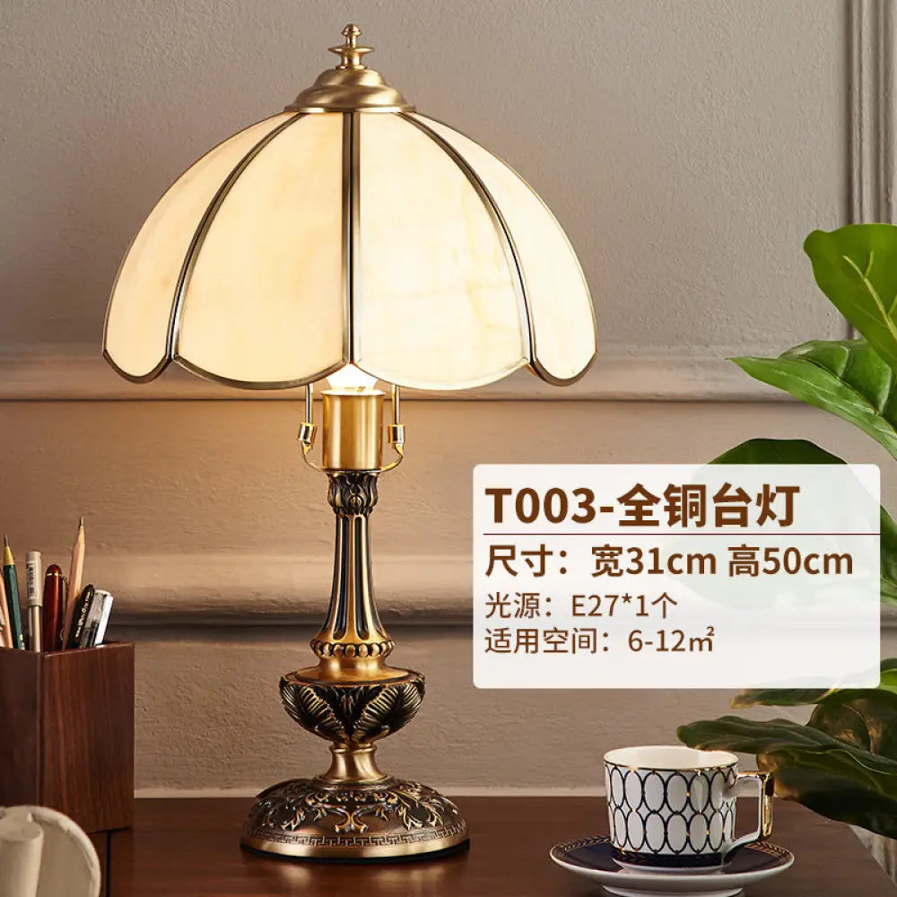 American All-copper Table Lamp European Luxury Living Room Accessible Luxury Simple Creative Bedroom Bedside Lamp Study