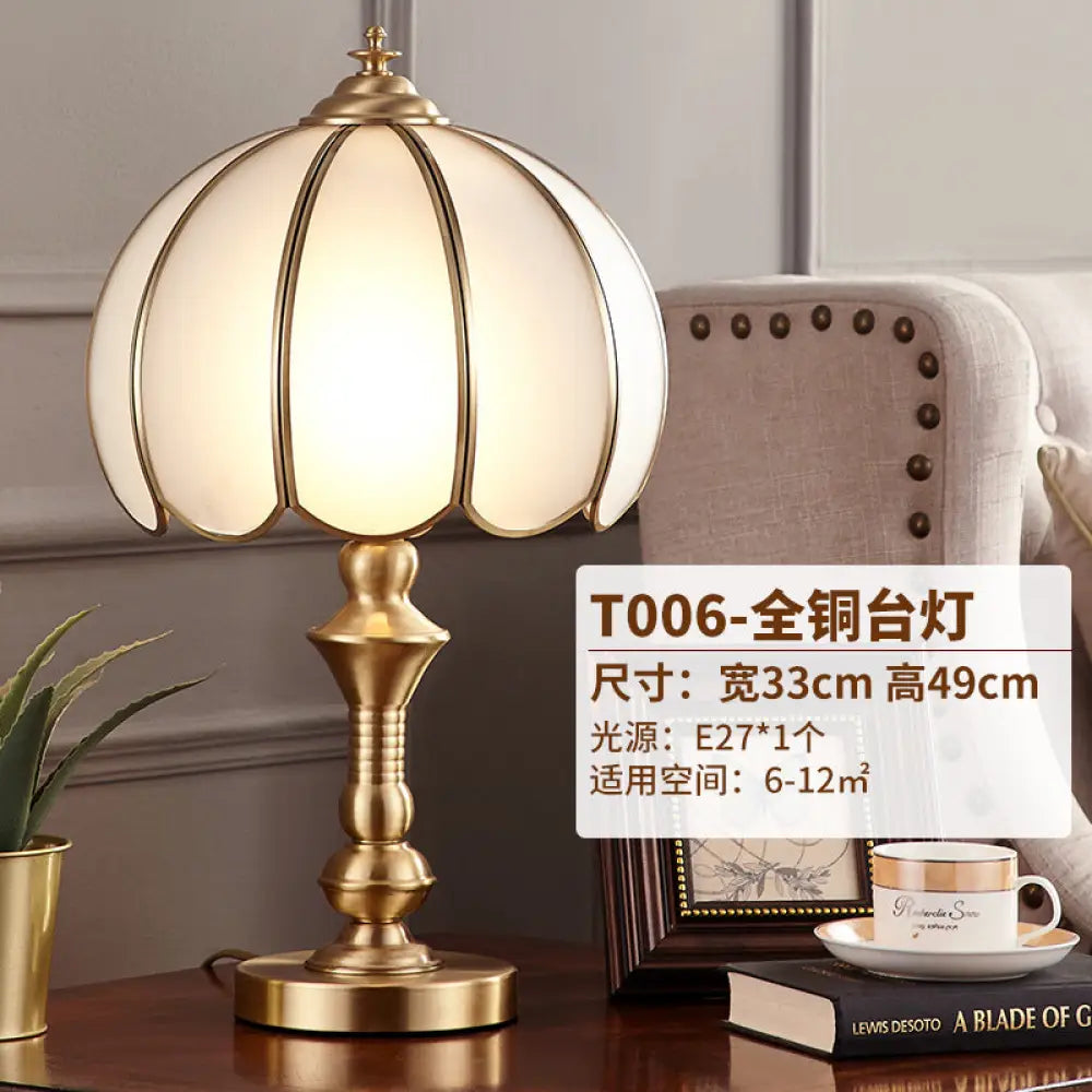American All-copper Table Lamp European Luxury Living Room Accessible Luxury Simple Creative Bedroom Bedside Lamp Study