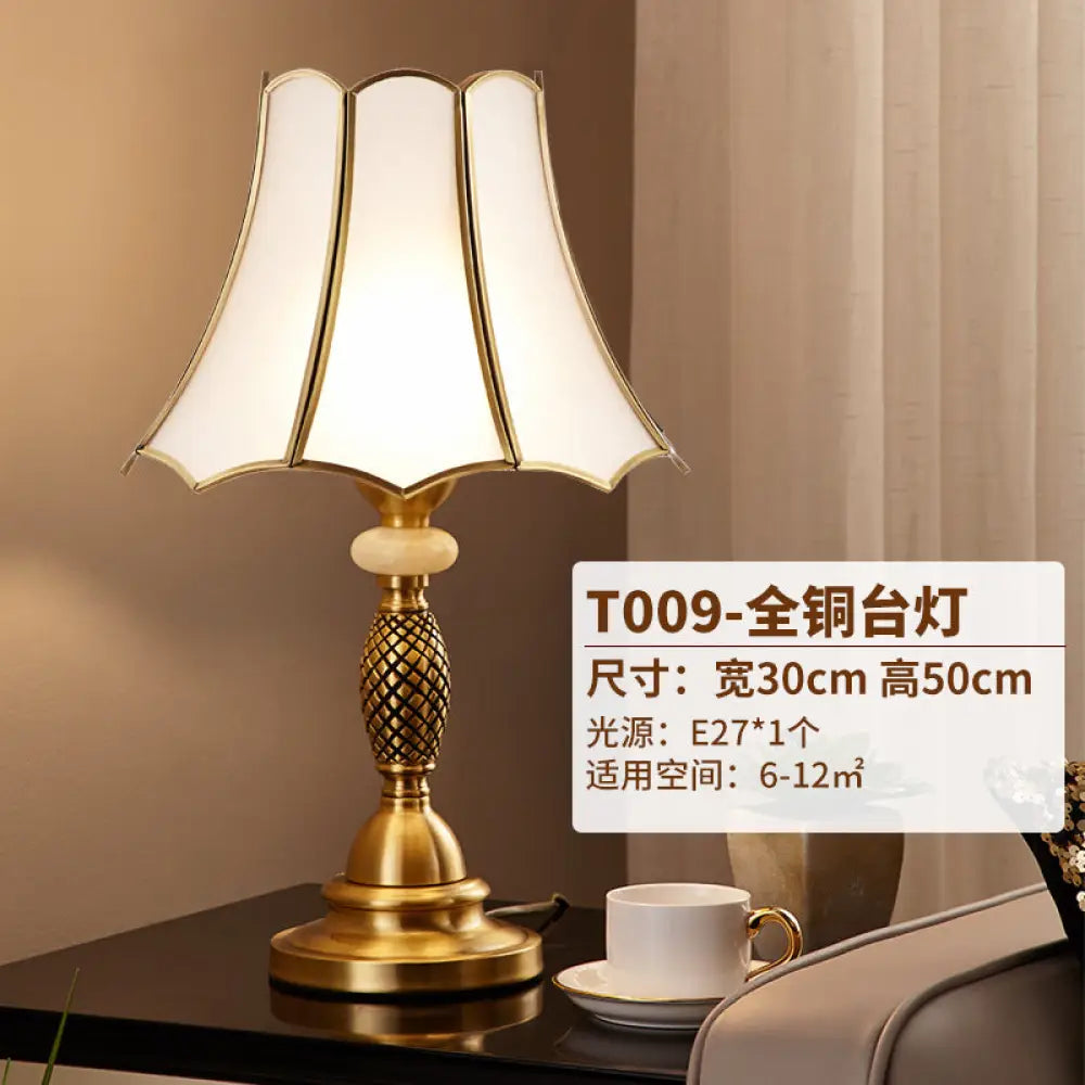 American All-copper Table Lamp European Luxury Living Room Accessible Luxury Simple Creative Bedroom Bedside Lamp Study