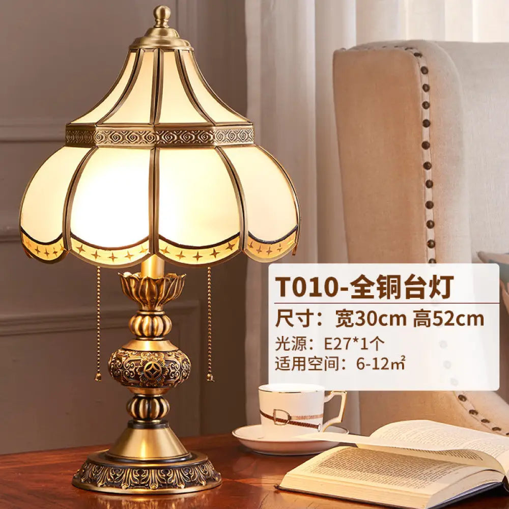 American All-copper Table Lamp European Luxury Living Room Accessible Luxury Simple Creative Bedroom Bedside Lamp Study