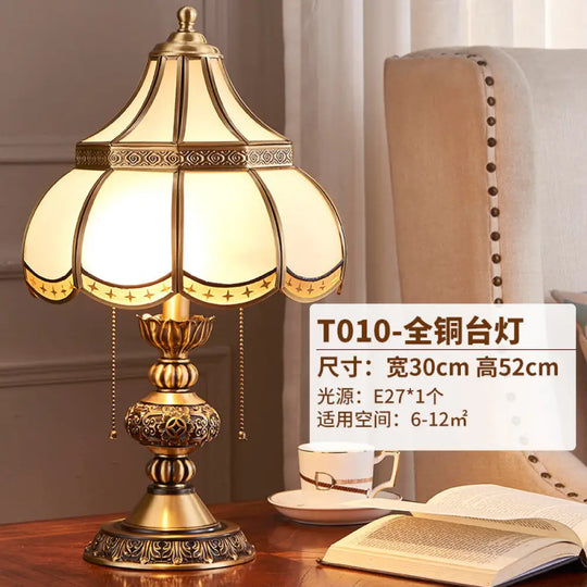 American All-copper Table Lamp European Luxury Living Room Accessible Luxury Simple Creative Bedroom Bedside Lamp Study