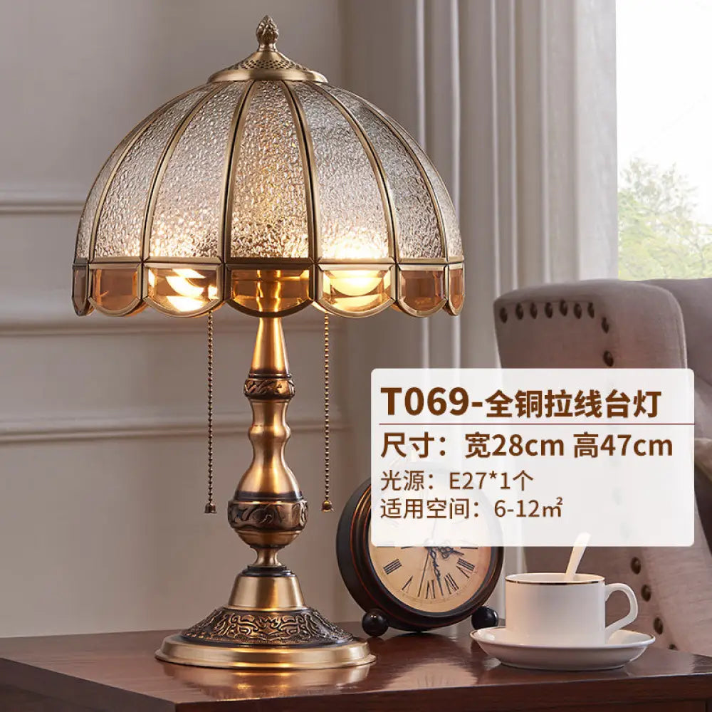 American All-copper Table Lamp European Luxury Living Room Accessible Luxury Simple Creative Bedroom Bedside Lamp Study