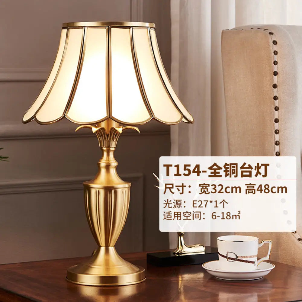 American All-copper Table Lamp European Luxury Living Room Accessible Luxury Simple Creative Bedroom Bedside Lamp Study