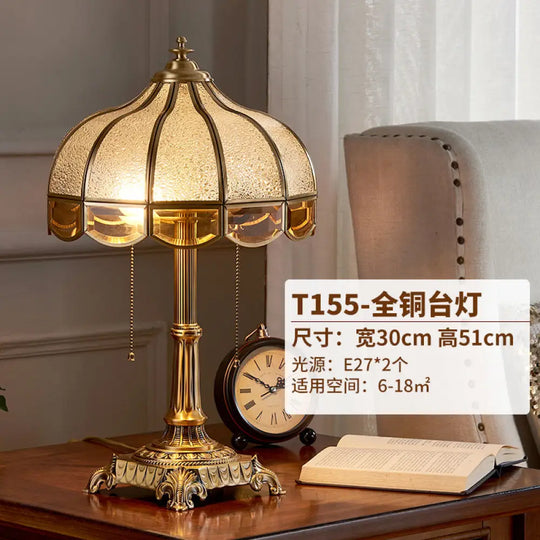 American All-copper Table Lamp European Luxury Living Room Accessible Luxury Simple Creative Bedroom Bedside Lamp Study