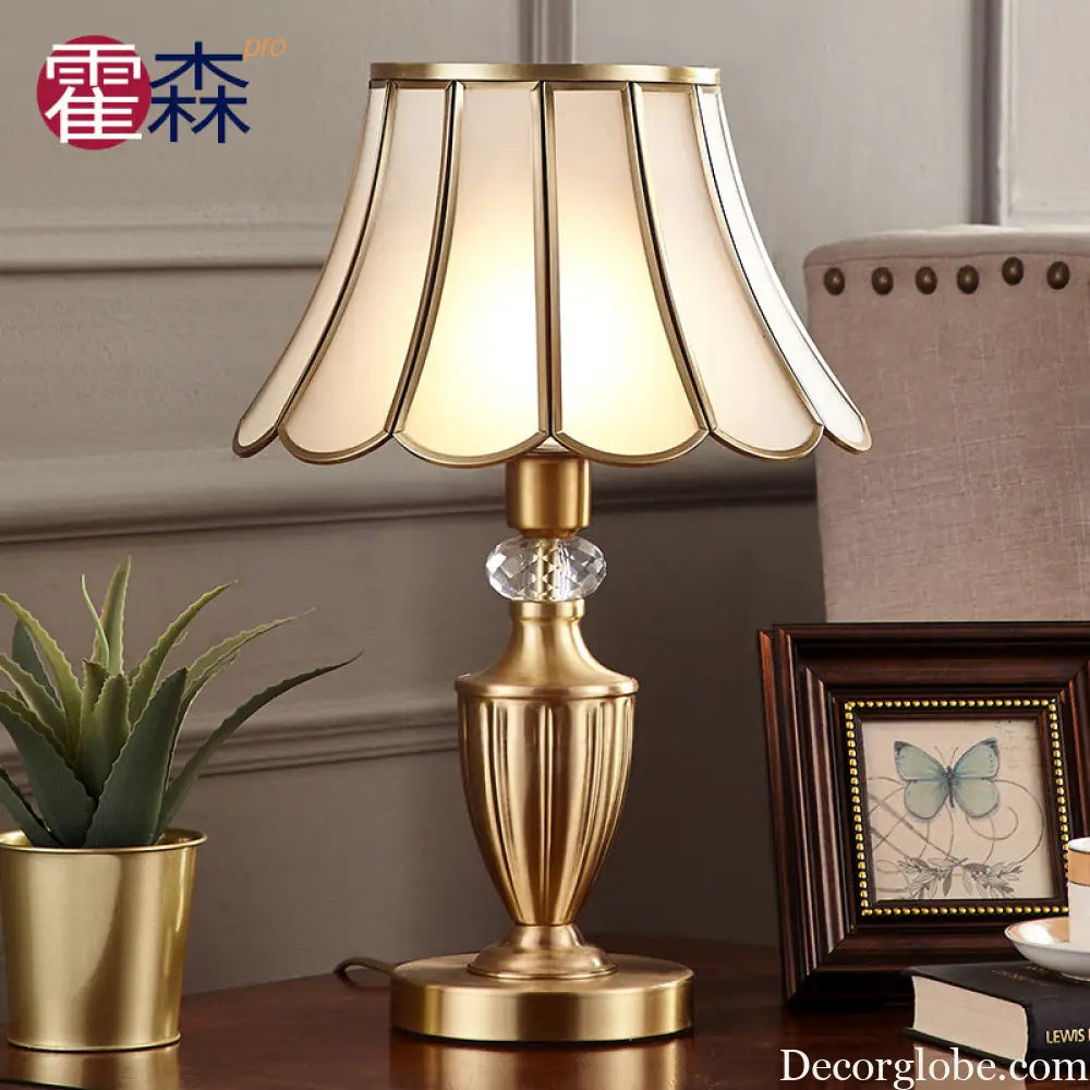 American All-copper Table Lamp European Luxury Living Room Accessible Luxury Simple Creative Bedroom Bedside Lamp Study