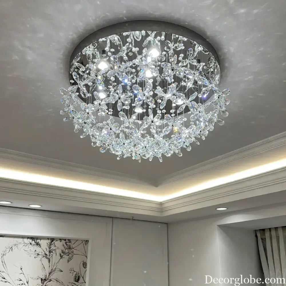 Luxury French Crystal LED Ceiling Light Energy Saving Indoor Lighting Fixture for Living Dining Room Bedroom Loft Home