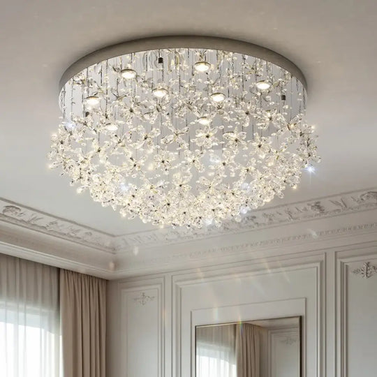Luxury French Crystal LED Ceiling Light Energy Saving Indoor Lighting Fixture for Living Dining Room Bedroom Loft Home