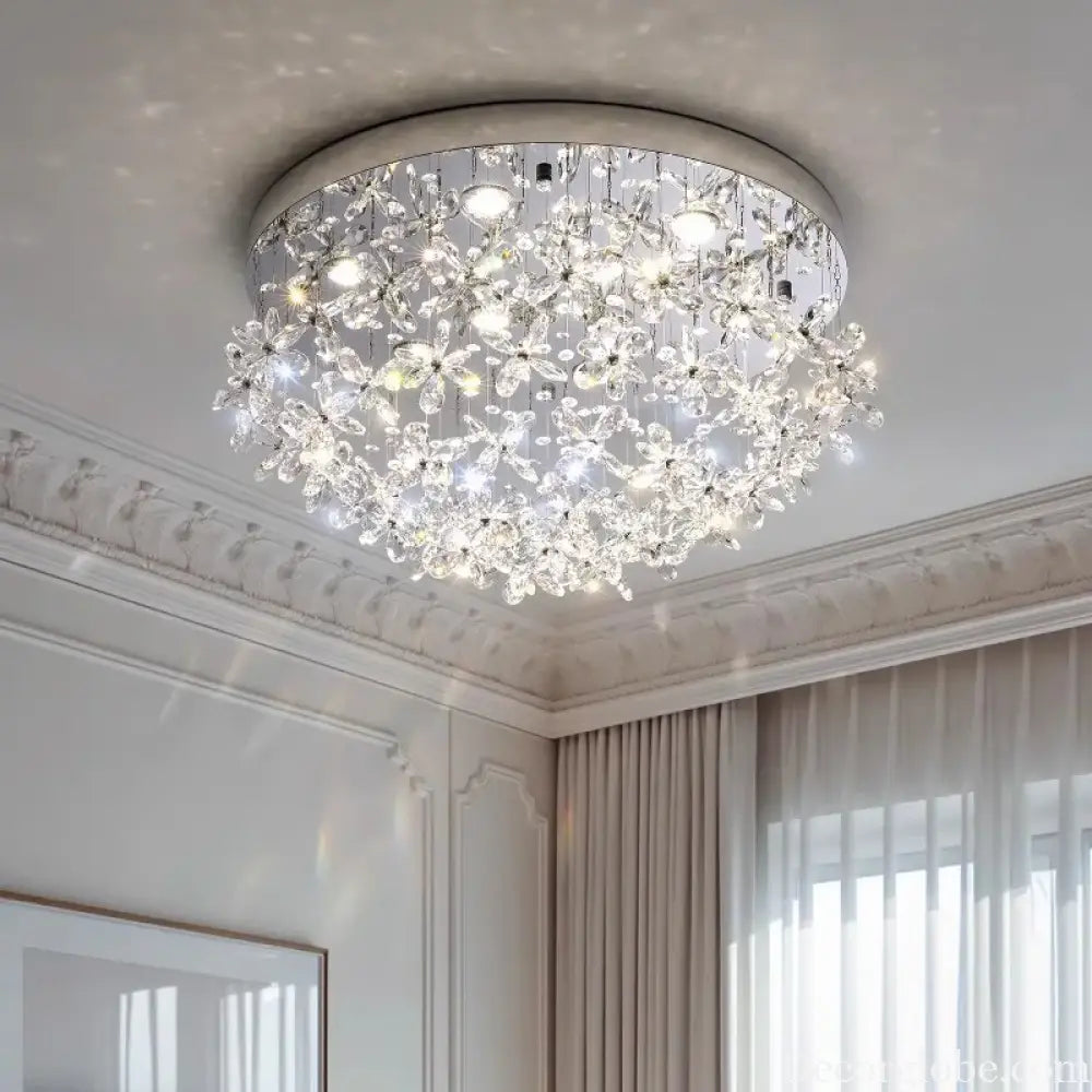 Luxury French Crystal LED Ceiling Light Energy Saving Indoor Lighting Fixture for Living Dining Room Bedroom Loft Home