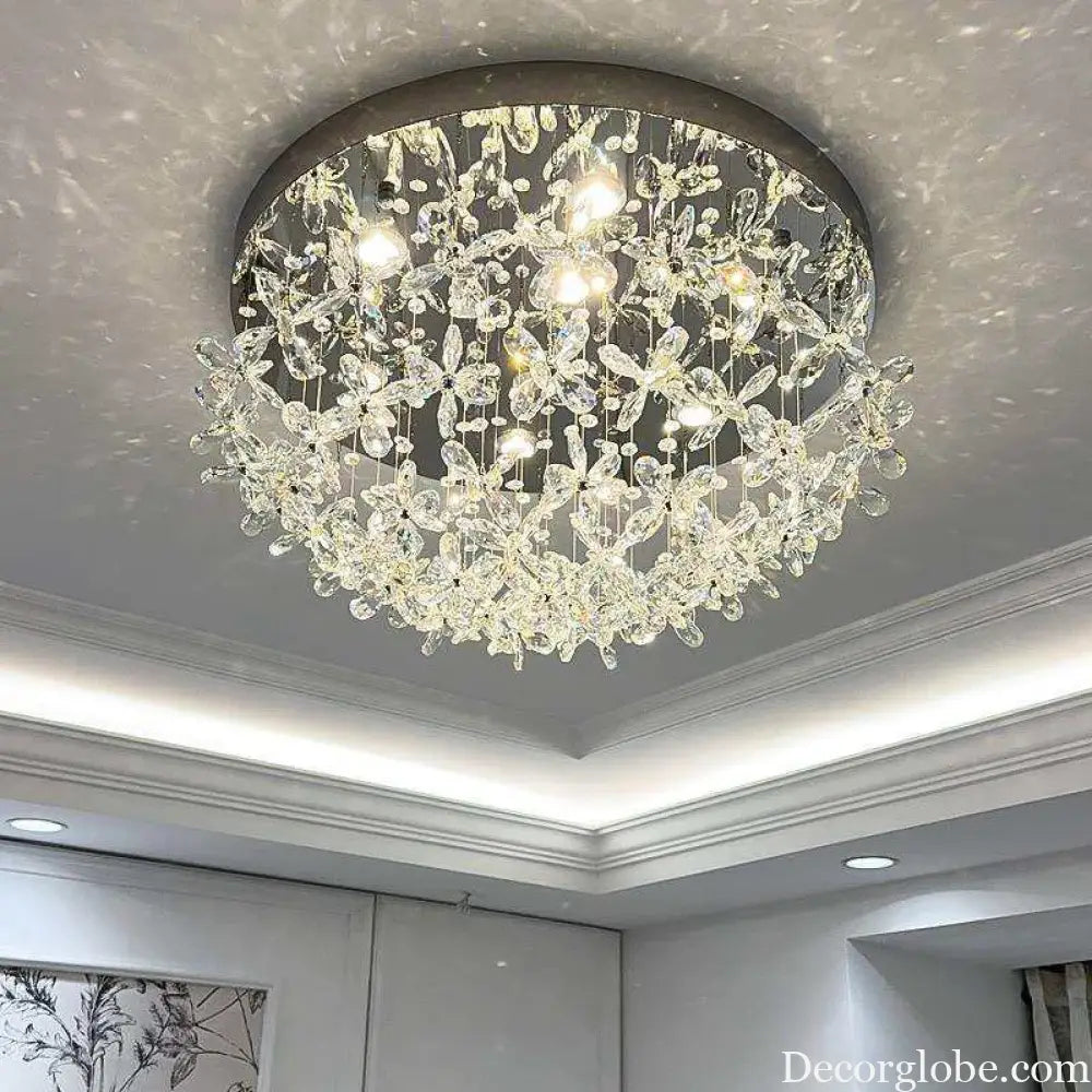 Luxury French Crystal LED Ceiling Light Energy Saving Indoor Lighting Fixture for Living Dining Room Bedroom Loft Home