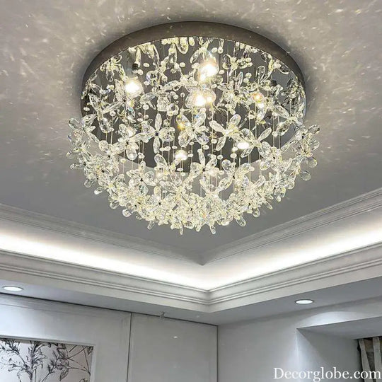 Luxury French Crystal LED Ceiling Light Energy Saving Indoor Lighting Fixture for Living Dining Room Bedroom Loft Home