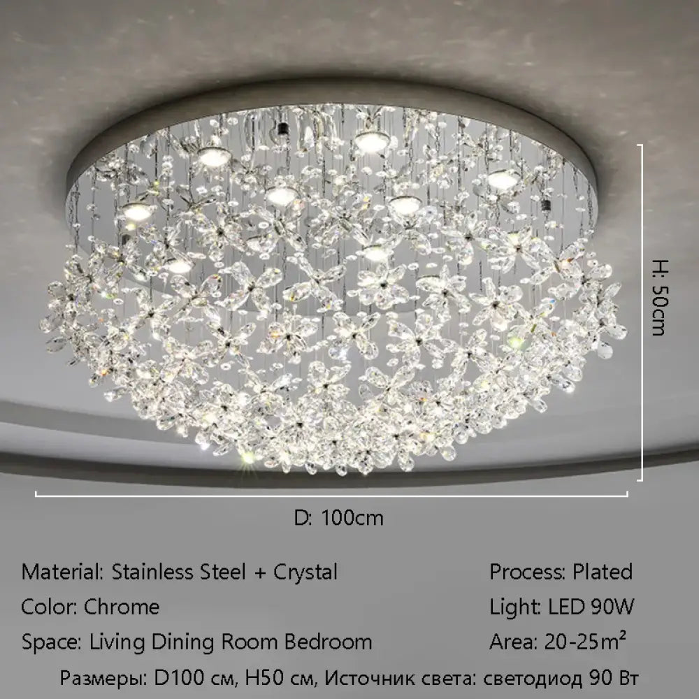 Luxury French Crystal LED Ceiling Light Energy Saving Indoor Lighting Fixture for Living Dining Room Bedroom Loft Home