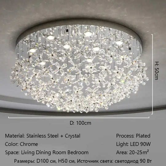 Luxury French Crystal LED Ceiling Light Energy Saving Indoor Lighting Fixture for Living Dining Room Bedroom Loft Home