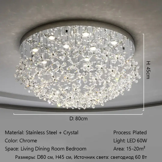 Luxury French Crystal LED Ceiling Light Energy Saving Indoor Lighting Fixture for Living Dining Room Bedroom Loft Home