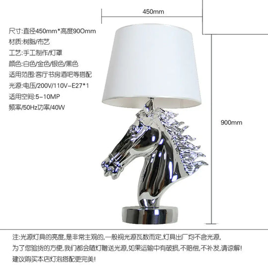 Nordic resin creative horse head table lamp modern living room living room home model room desktop decoration