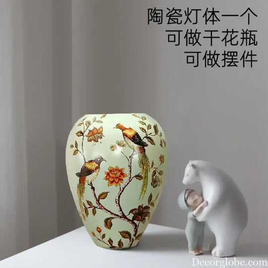 Lucienne Floral Ceramic Bedside Table Lamp - Ceramic lamp body