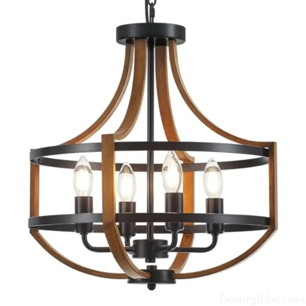 Farmhouse Chandelier for Dining Room 16.9’’ Wooden Chandelier Rustic Candle Chandeliers Modern Faux Wood Vintage