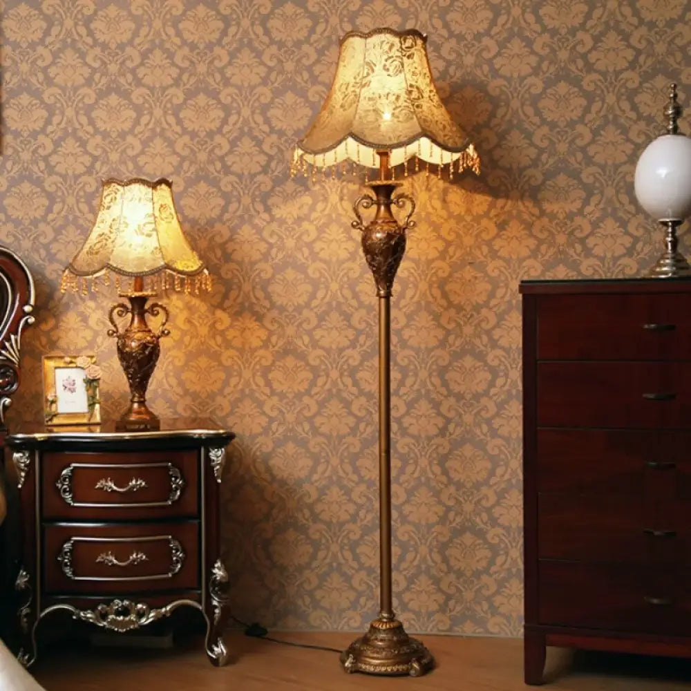 Camille European Luxury Resin LED Floor Lamp Retro Standing Light