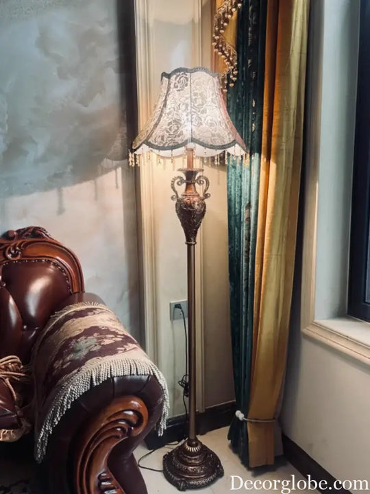 Camille European Luxury Resin LED Floor Lamp Retro Standing Light